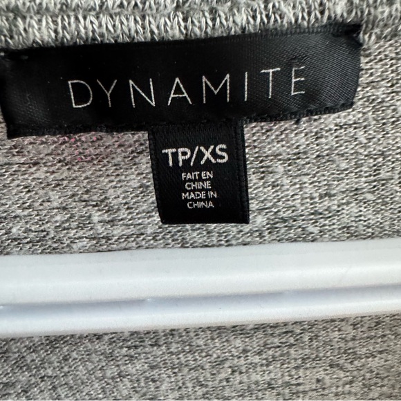 Dynamite top long sleeve zipper zip up grey gold soft stretchy V neck comfy - Picture 6 of 9